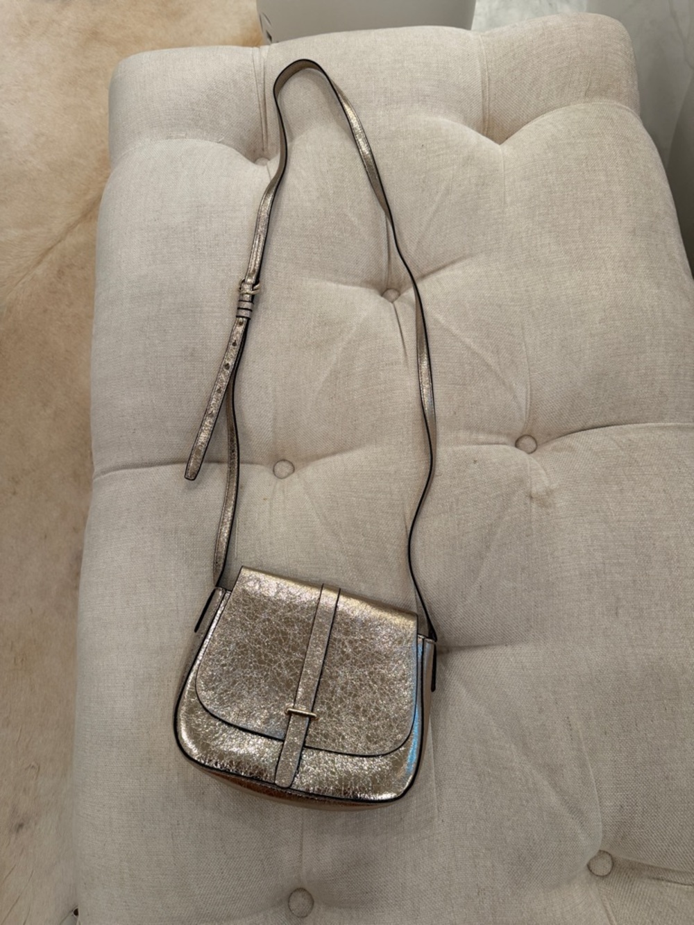 GAP Metallic Gold Crossbody Saddle Bag
